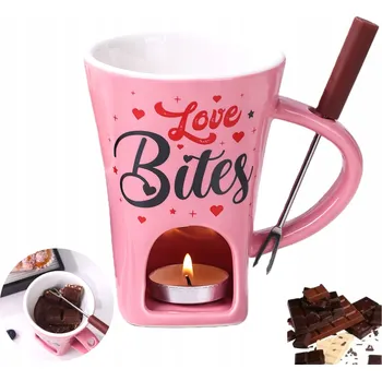 Hrneček na fondue, hrnec na rozpouštění čokolády, ohřívací hrnek, růžový, 155 ml