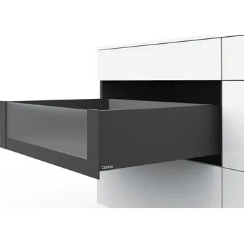 Nábytkové kování Cemux H Box Slim vnitřní zásuvka antracit H167 čelní sklo H138 - 400 mm