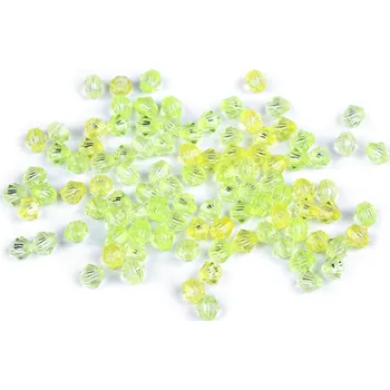 Dětské navlékací korálky Plastové korálky cínovky / sluníčko 6x6 mm, velké, 5 žlutozelená mix