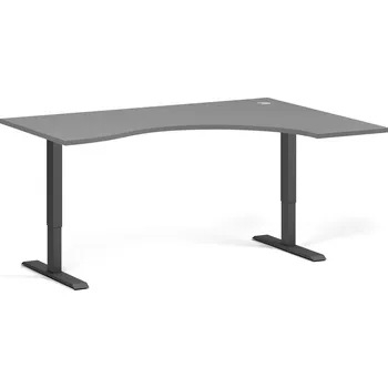 B2B Partner Ergonomický výškově nastavitelný stůl, 160x120 cm, 1 motor, L/P, černá podnož, grafit