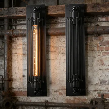 Nástěnné svítidlo 2 ks Nástěnné svítidlo Retro černé Loft retro Lampa teplá bílá E27