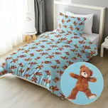 Dětské bavlněné ložní povlečení Sandra SA-724 Plyšoví medvídci na modrém Jednolůžko 140x200 a 70x90 cm