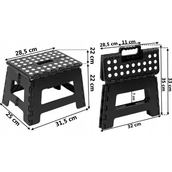 Stolička SKLÁDACÍ STOLIČKA TABURET AMIGO ČERNÁ M PLOŠINA ŽEBŘÍK PROTI SKLUZU