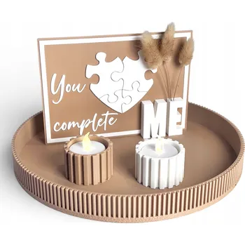 Obraz Dekorativní tác se sadou Tabliczka | svícny + čajové svíčky Dekorace