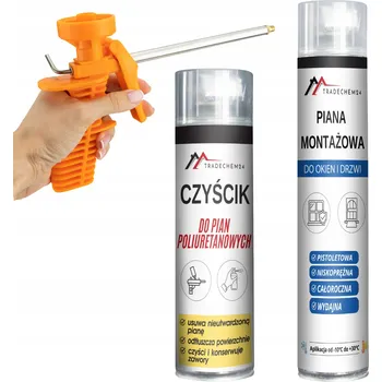 Montážní pěna NÍZKOTLAKÁ PISTOLETOVÁ PĚNA 750ML + ČISTIČ + PISTOLE NA PĚNU