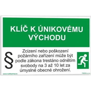 Kancelářské potřeby Traiva s.r.o. Klíč k únikovému východu Verze: Plast 150 x 100 mm tl. 0.5 mm - Kód: 15531