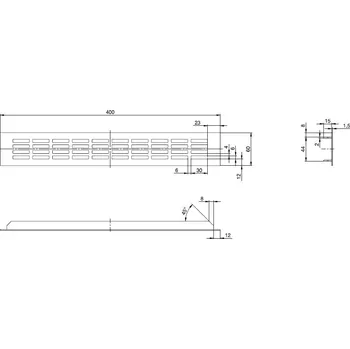 Nábytkové kování Větrací mřížka bílá, 60 mm - 400 mm