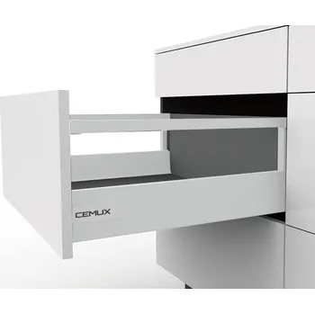 Nábytkové kování Cemux A Box zásuvka bílá H199 s relingem - 450 mm