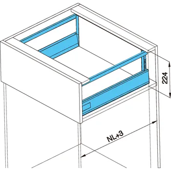 Nábytkové kování Cemux A Box zásuvka antracit H199 s relingem - 400 mm