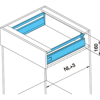 Nábytkové kování Cemux A Box zásuvka bílá H135 s relingem - 450 mm