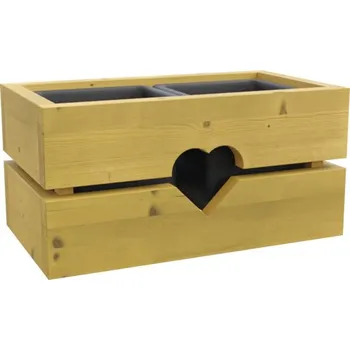 Truhlík Dřevěný truhlík na bylinky 19 x 34 x 15 cm barva hořčice