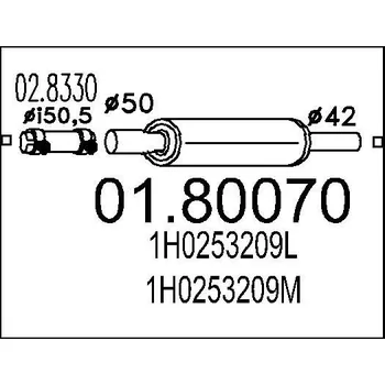Tlumič výfuku Střední tlumič výfuku MTS 01.80070