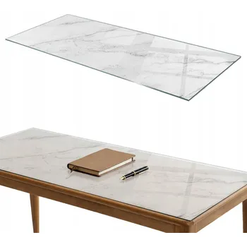 Konferenční stolek Skleněná Deska na Stůl Tvrzené Sklo Vzor mramorového povrchu 125x50 cm