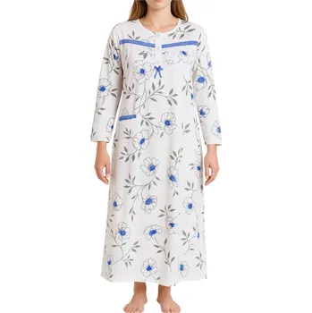 Body Fanynka hřejivá noční košile s dlouhým rukávem 6549 3XL modrá