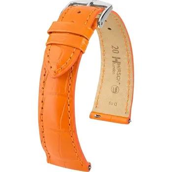Řemínek na hodinky Kožený řemínek Hirsch London L 04207076-2, oranžový, aligátoří kůže, délka L, Quick Release - 19 mm