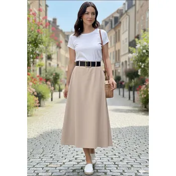 Dámské oblečení Sukně s páskem WAY 24483 barva: béžová