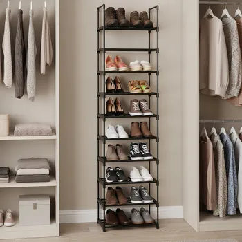 Botník Botník na nožkách s policemi Gockowiak 43 x 174 x 30 cm, černá