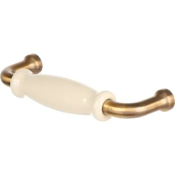Nábytkové kování Nábytková úchytka Edita patinová zlatá/ porcelán - 96 mm