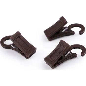 Žabky na záclony plastové s háčkem, malé, 6 hnědá