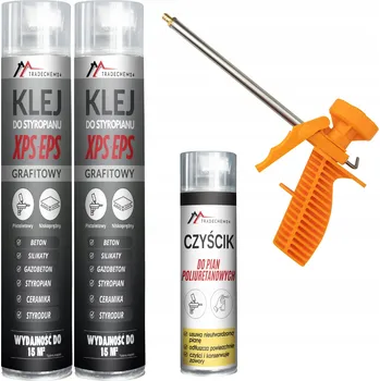 Průmyslové lepidlo GRAFITOVÁ LEPICÍ PĚNA NA POLYSTYREN 2 KS, PĚNOVÉ LEPIDLO + ČISTIČ + PISTOLE