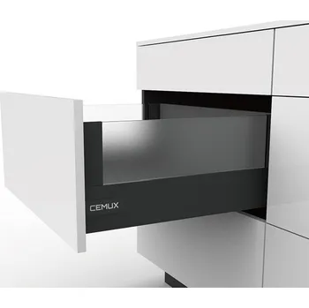 Nábytkové kování Cemux A Box zásuvka se sklem antracit H199/500 mm