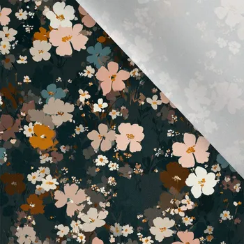 Zbytek - Bavlna premium NELA mini black květiny Seina