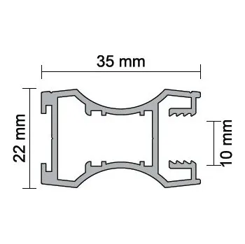 Nábytkové kování Aluprofil Úchytková lišta Uranos 10 mm - 2,70 m - Hliník