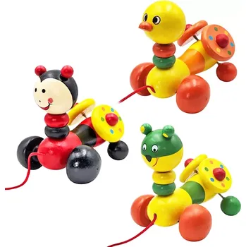 Dřevěná hračka Dřevěné tahací zvířátko s točícími se kolečky