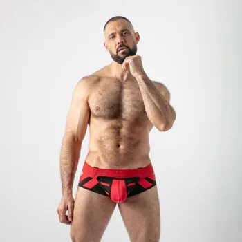 Pánské erotické prádlo Jocksy Locker Gear LK0135 Open Access Jock Brief červené M, pánské jocksy s odnímatelným váčkem
