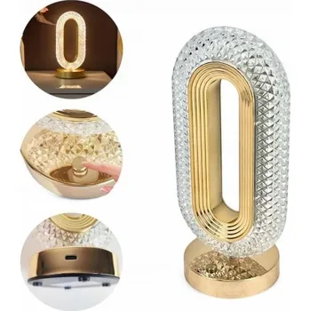 Lampička Noční Lampa LED Dekorativní Křišťálová Zlatá Glamour Bezdrátová