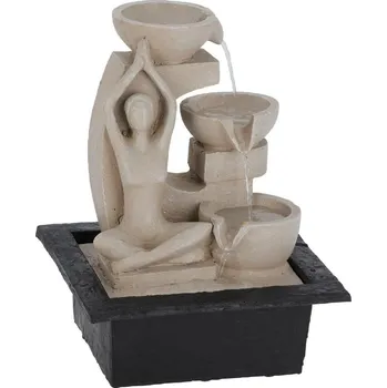 Zahradní úložný box Zahradní fontána s osvětlením Yogi3, 21,5x18x28,5 cm, polistone, béžová