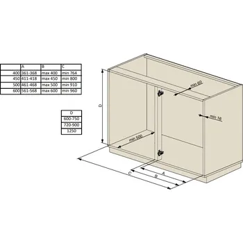Nábytkové kování KES LeMans II sada polic Ardena Style dno antracit - 800 mm, Pravý