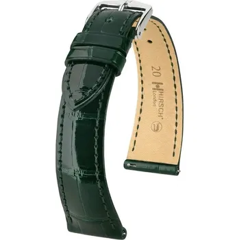 Řemínek na hodinky Kožený řemínek Hirsch London L 04207041-2, zelený, aligátoří kůže, délka L, Quick Release - 22 mm
