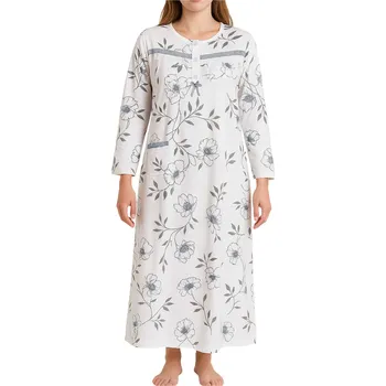 Dámské spodní prádlo Fanynka hřejivá noční košile s dlouhým rukávem 6549 4XL šedá