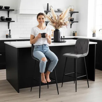 Barová židle Barová Židle eHokery grafit tkanina 111 cm