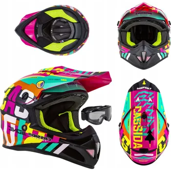 Helma na motorku MOTOCYKLOVÁ PŘILBA CROSS SONIC CASSIDA + BRÝLE XXL