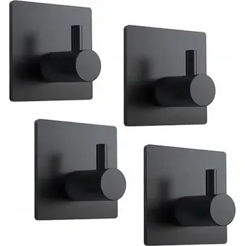 Věšák Háčky do Koupelny Kuchyně Věšáky Černé Kovové Loft SAMOLEPICÍ 4ks