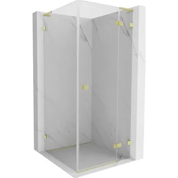 Mexen Lunar L sprchový kout jednokřídlý pravý 90 x 90 cm, transparentní, zlatý kartáčovaný - 834L-090-090-55-00-P Sprchové kouty