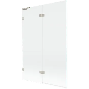 Vanová zástěna Mexen Lunar L vanová zástěna dvoukřídlá levá 120 x 150 cm, transparentní, kartáčovaný nikl - 897L-120-100-97-00-L Vanové zástěny