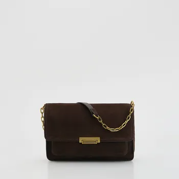 Kabelka Reserved - Semišovém kabelka přes rameno - tmavě hnědá - 848FC-89X - 848FC-89X-ONE