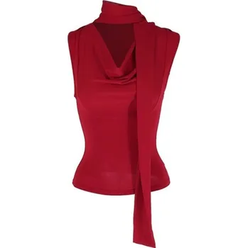 Dámské tílko jednobarevné Výstřih do V Široká ramínka Šátek kolem krku Polyester bavlna elegantní letní top červená M