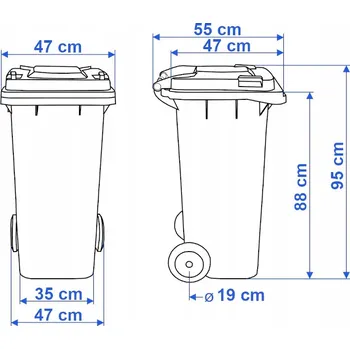 Odpadkový koš ODPADKOVÝ KOŠ POJÍZDNÝ KONTEJNER NA ODPAD S VÍKEM, PEVNÝ, NA SKLO 120L