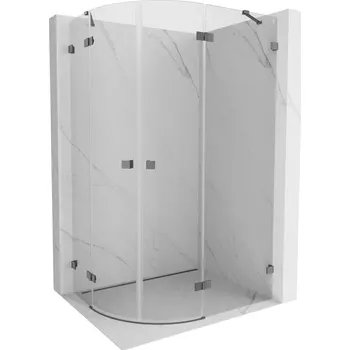 Mexen Lunar čtvrtkruhová sprchová kabina pravá otevírací 90 x 80 cm, transparentní, gun metal - 833-090P-080L-95-00 Sprchové kouty