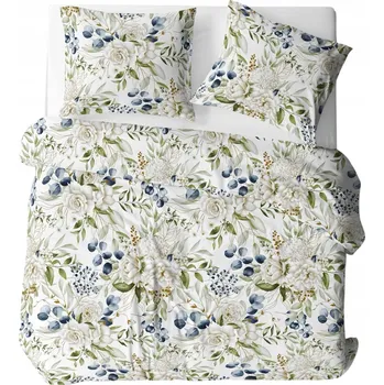 Povlečení Povlečení 200x220 bavlna 100% modrozelené květy elegantní 3dílná