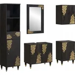 Sada koupelnových skříněk 5 pcs Černá Masivní mangové dřevo