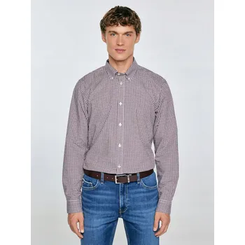 Pánská košile BIG STAR PÁNSKÁ BAVLNĚNÁ KOŠILE S DROBNOU KOSTIČKOU BORDÓ GIBBSONER 604 L