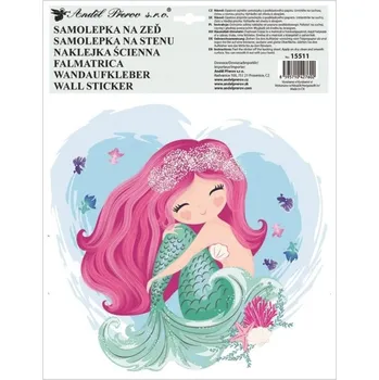 Samolepící dekorace Samolepka na zeď - barevná - Mořská panna - 15511
