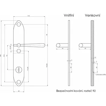 Dveřní kování Casual bezpečnostní kování klika/klika lesklý nikl - 92 mm