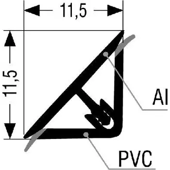 Nábytkové kování Lišta těsnící TL 20 2 m - Hliník broušený