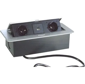 Nábytkové kování Výklopná zásuvka LiftBOX 2x230V a 2xUSBA/C nabíječka hliník